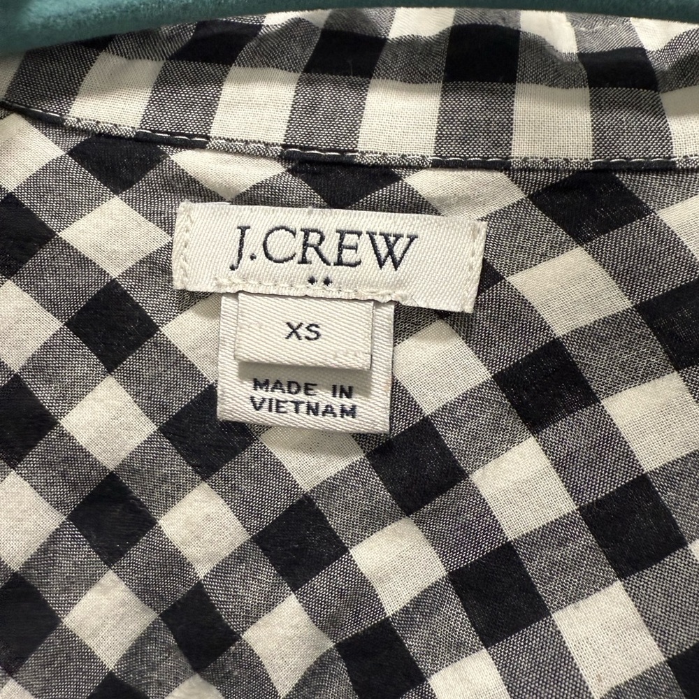JCREW XS Black and White Checkered Women's Top - Picture 7 of 10